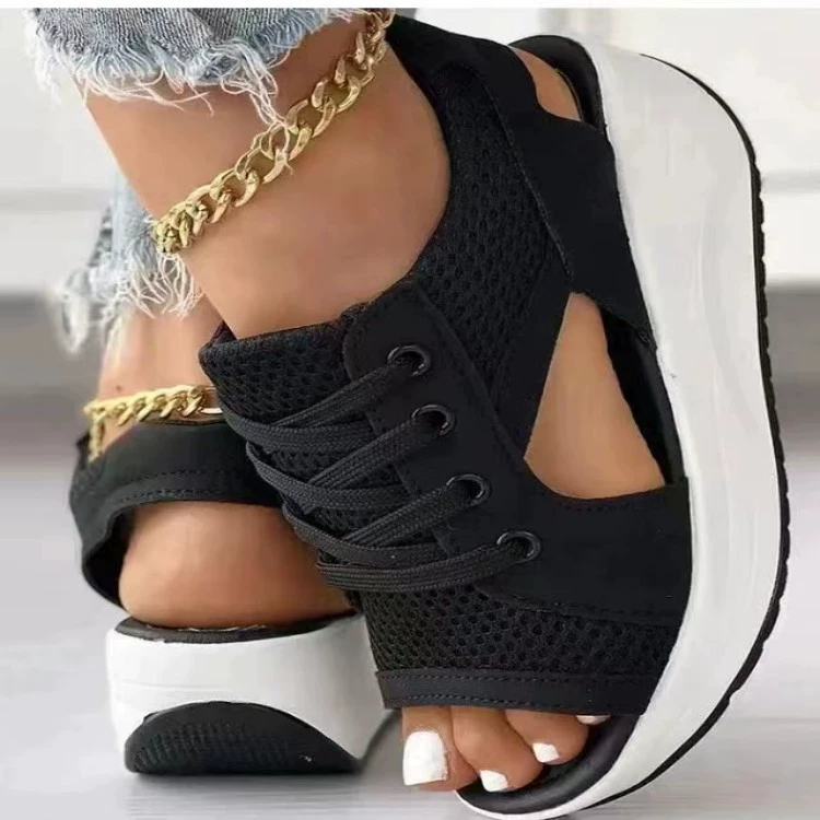 Lace Up Wedge Sandals, image 4