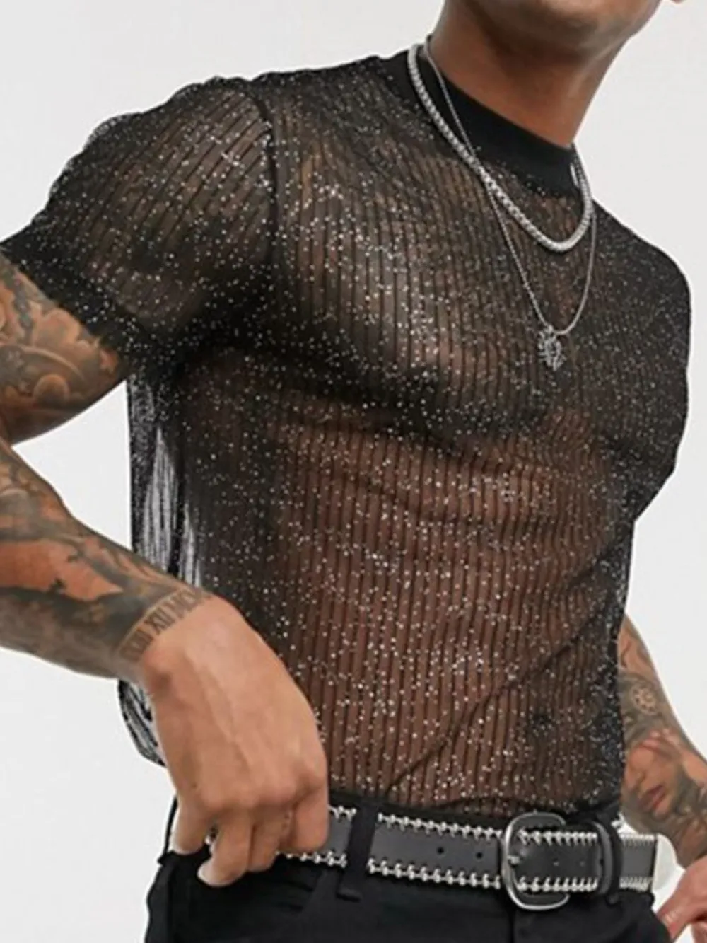Men's Full Size Mock Neck Short Sleeve Top Plus Size, image 6