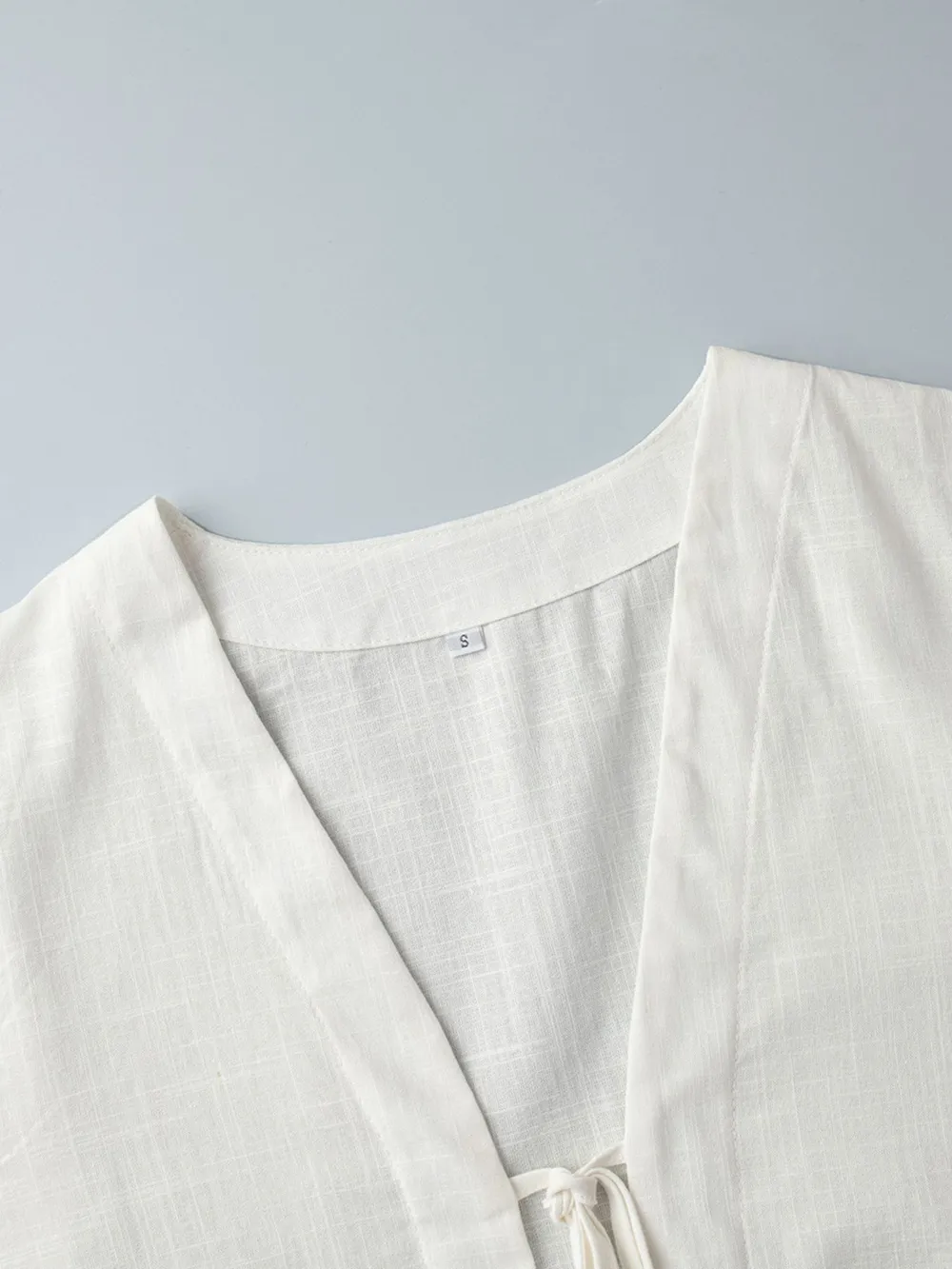Tie Front Long Sleeve Top and Shorts Set, image 11