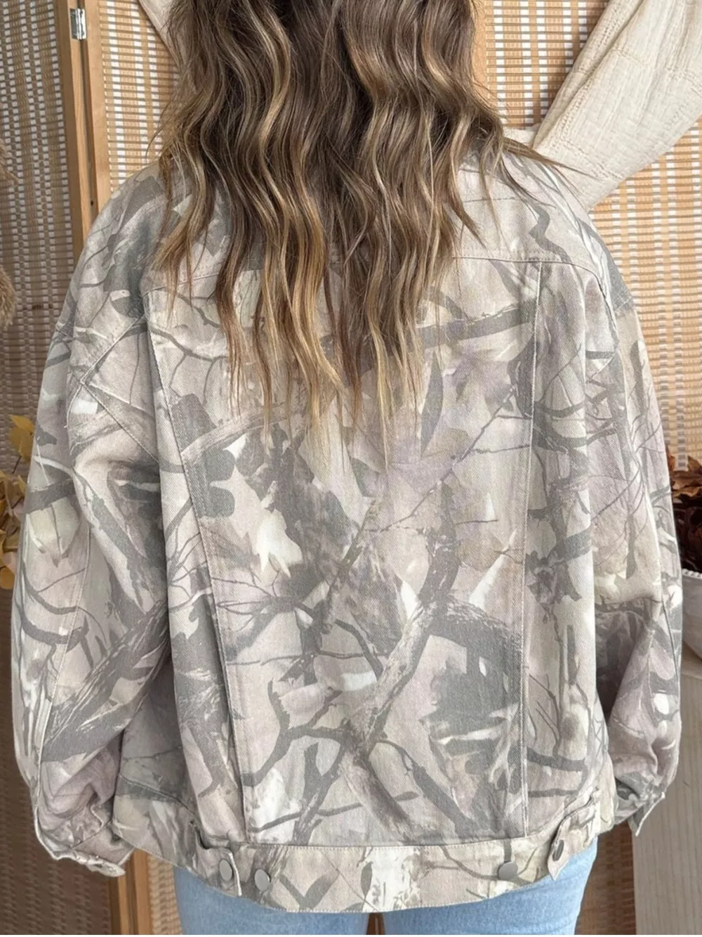 Printed Button Up Denim Jacket, image 2