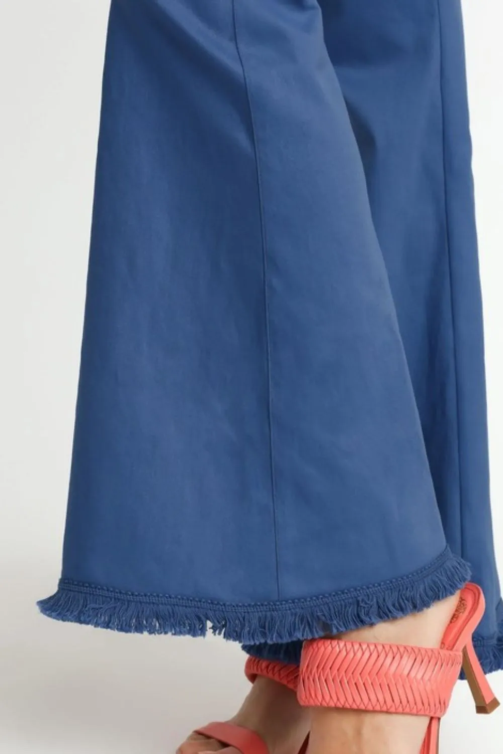 Full Size Wide Flare Leg Stretch Pants with Frayed Hem Plus Size, image 3