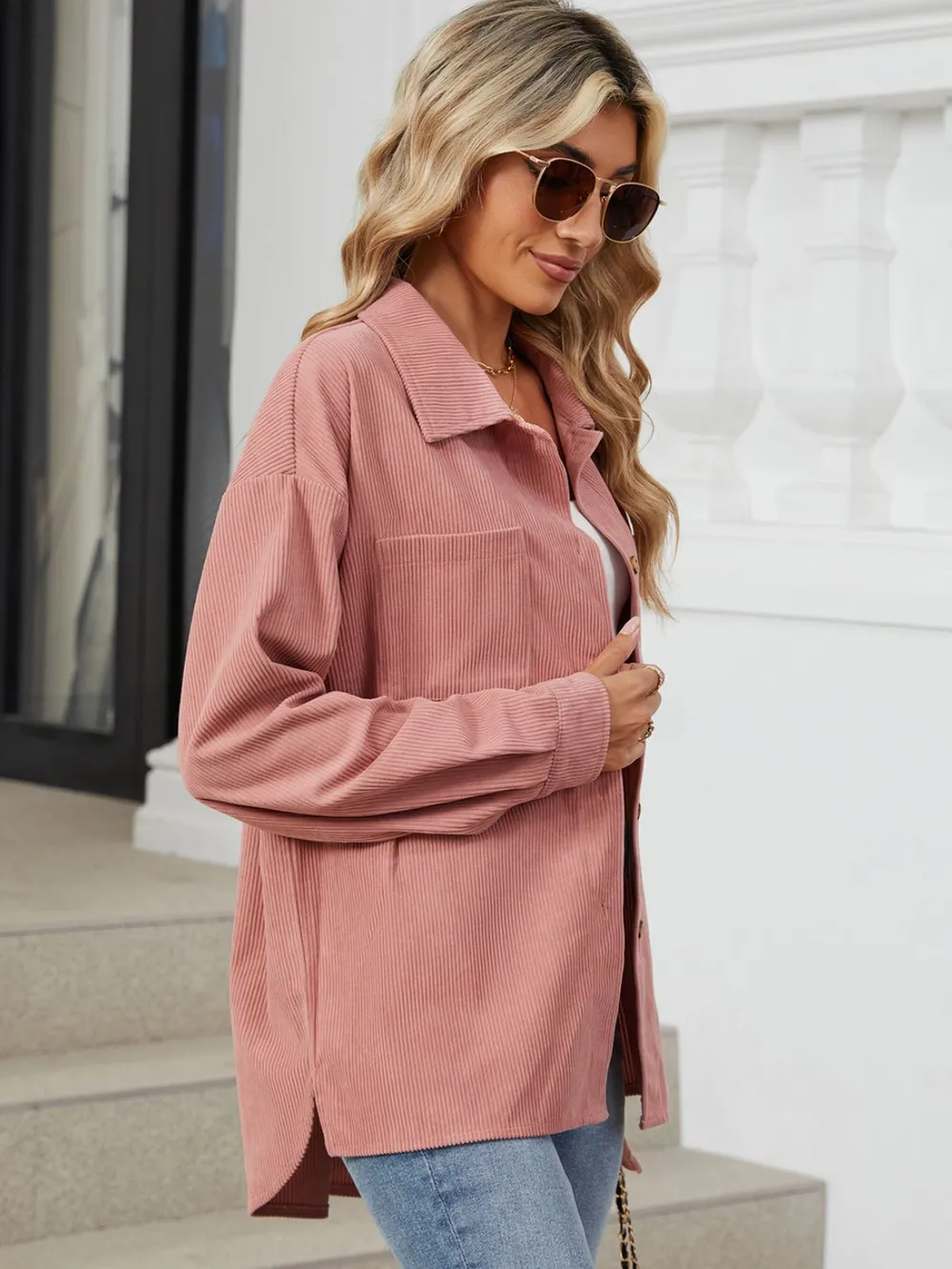 Button Up Dropped Shoulder Long Sleeve Outerwear, image 22