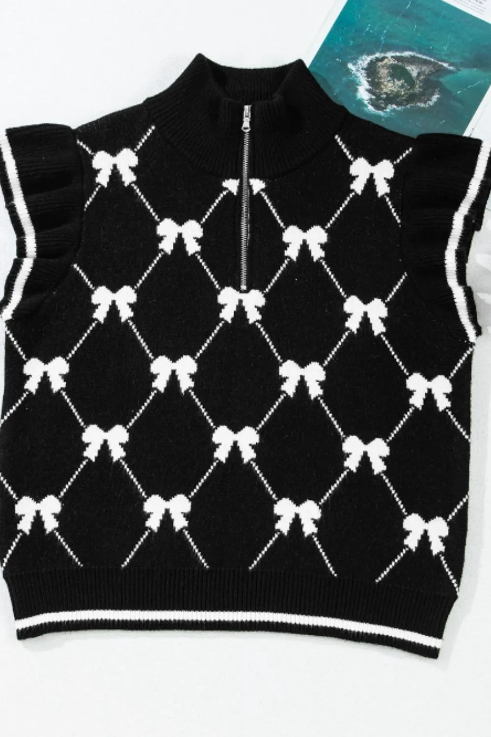 Bow Half Zip Sweater Vest, image 11
