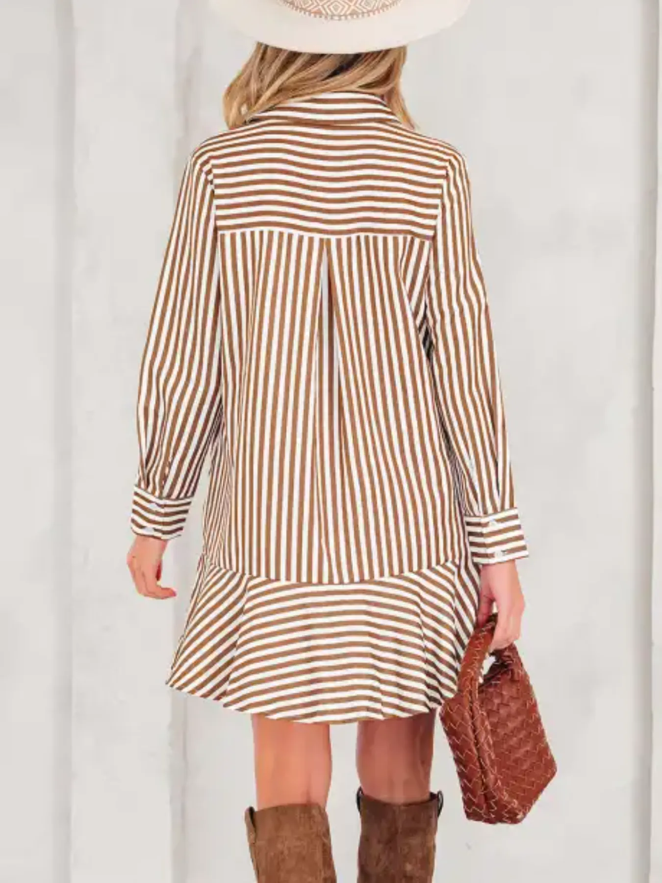 Striped Ruffle Hem Shirt Dress, image 6