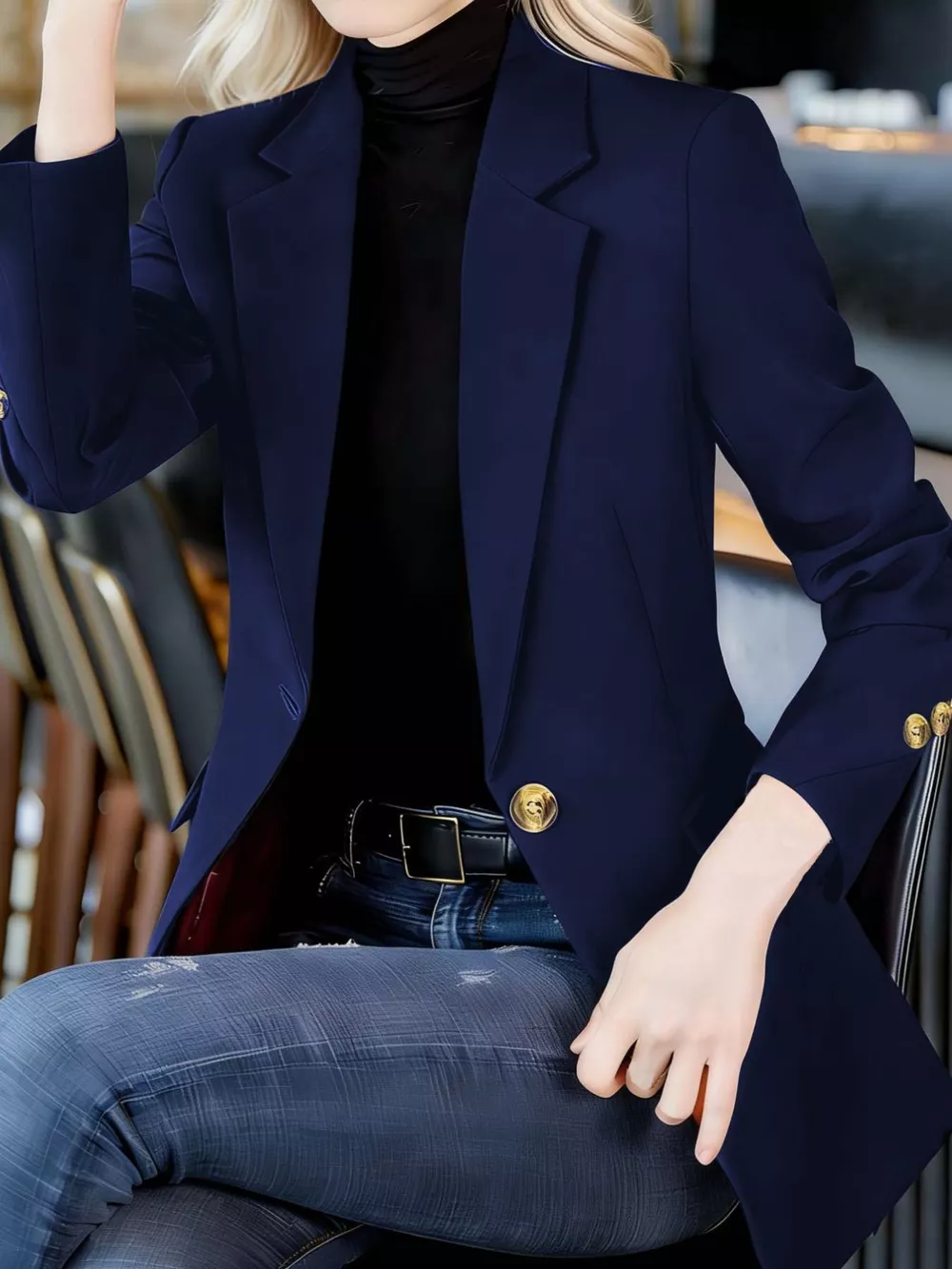 Full Size One Button Lapel Collar Blazer Plus Size, image 26