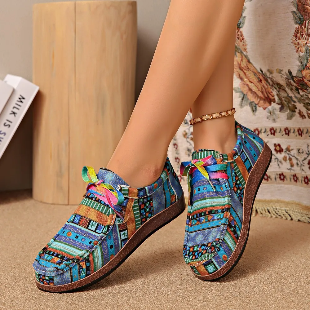 Printed Round Toe Sneakers, image 2