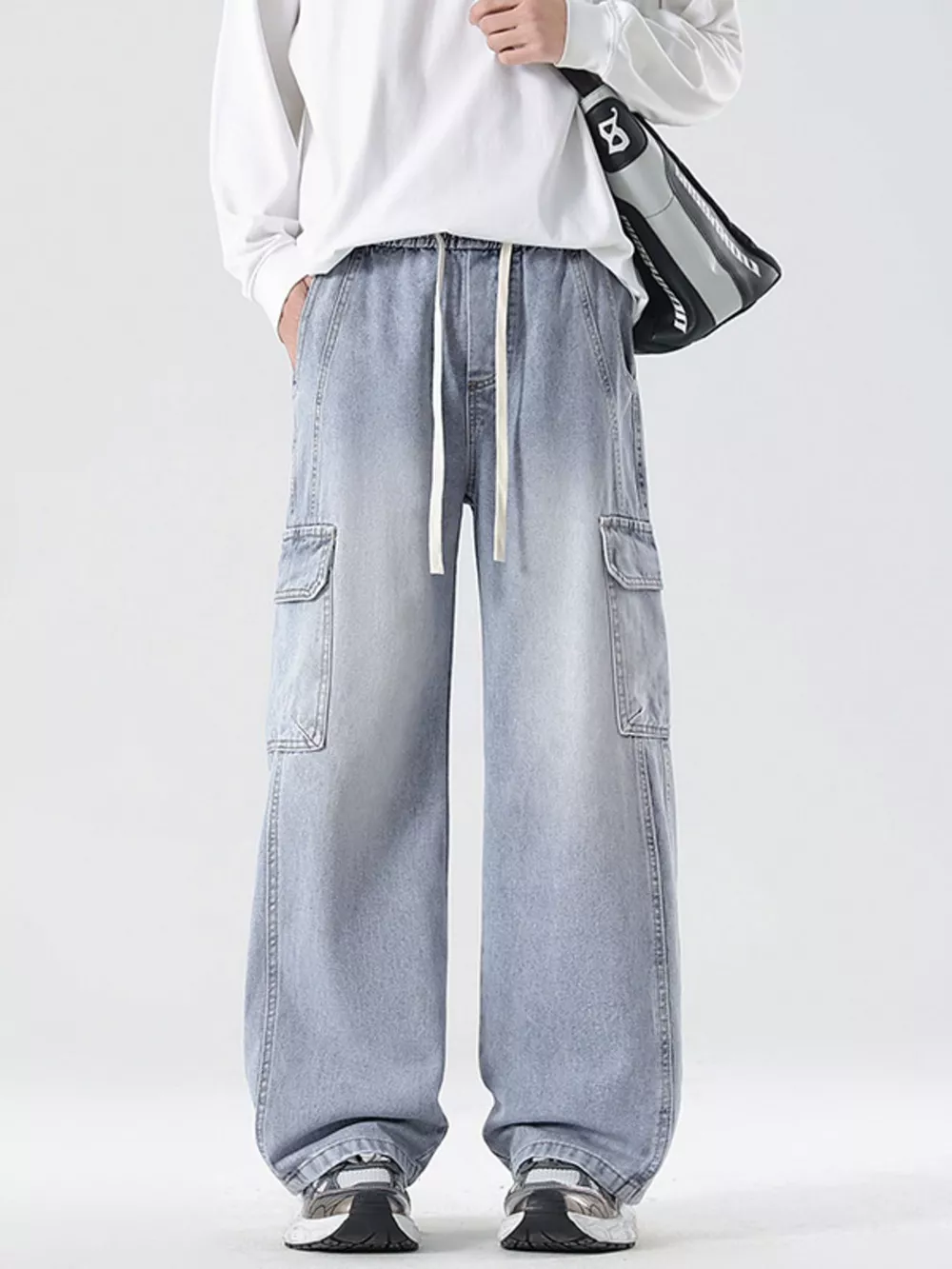 Men's Full Size Wide Leg Cargo Jeans Plus Size, image 17