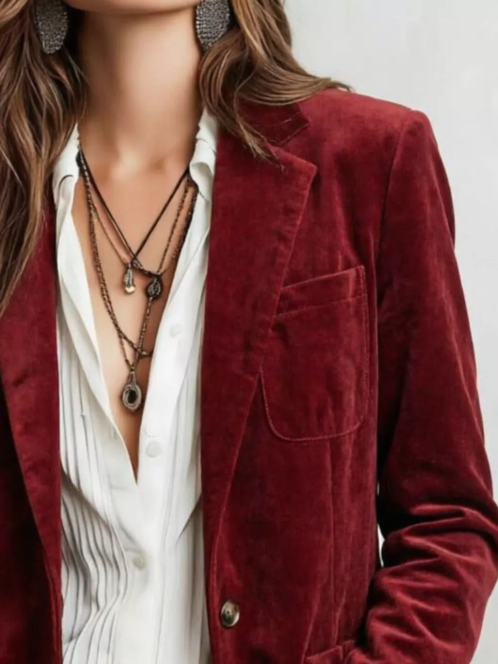 Full Size Slim Fit Suede Long Sleeve Blazer Plus Size, image 6