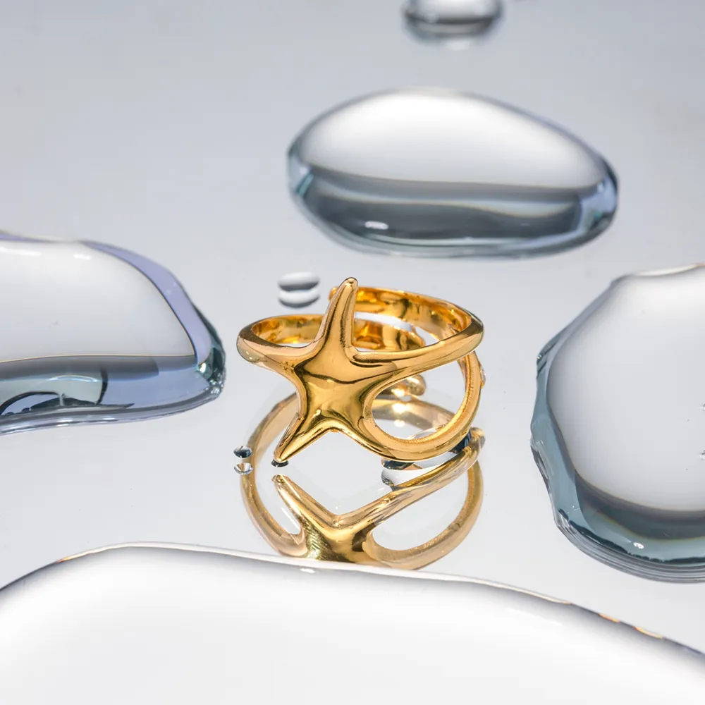 Gold-Plated Stainless Steel Star Ring, image 4