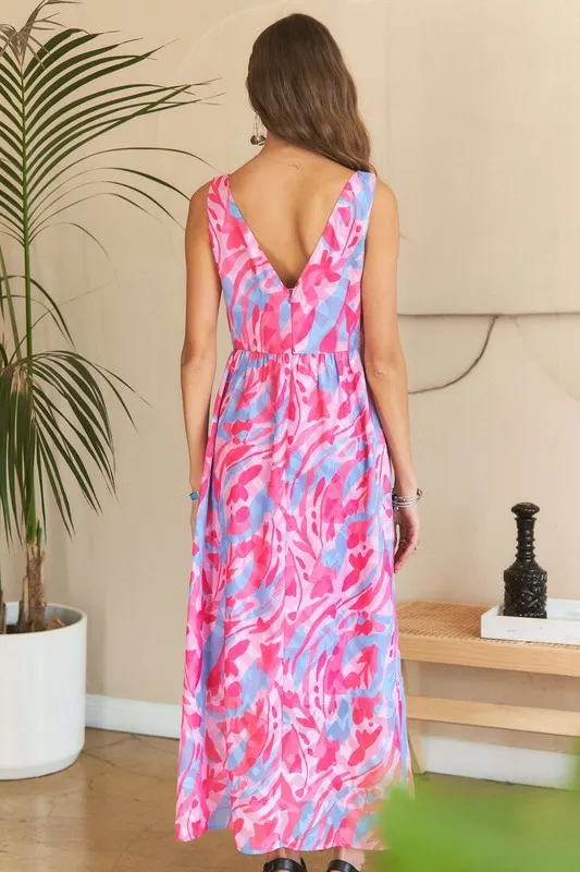 Abstract Floral V-Neck Maxi Dress, image 7
