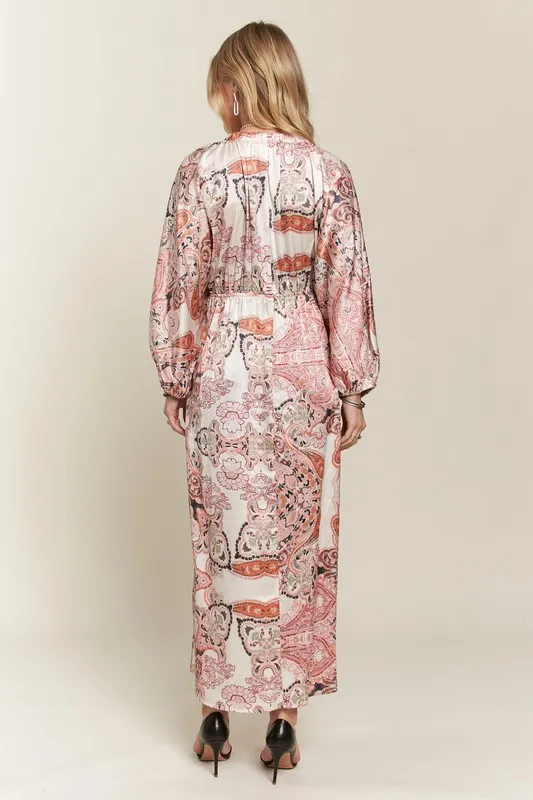 Printed V-Neck Batwing Sleeve Dress, image 8
