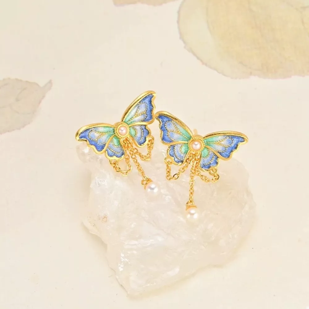 18K Gold-Plated Butterfly Earrings, image 3