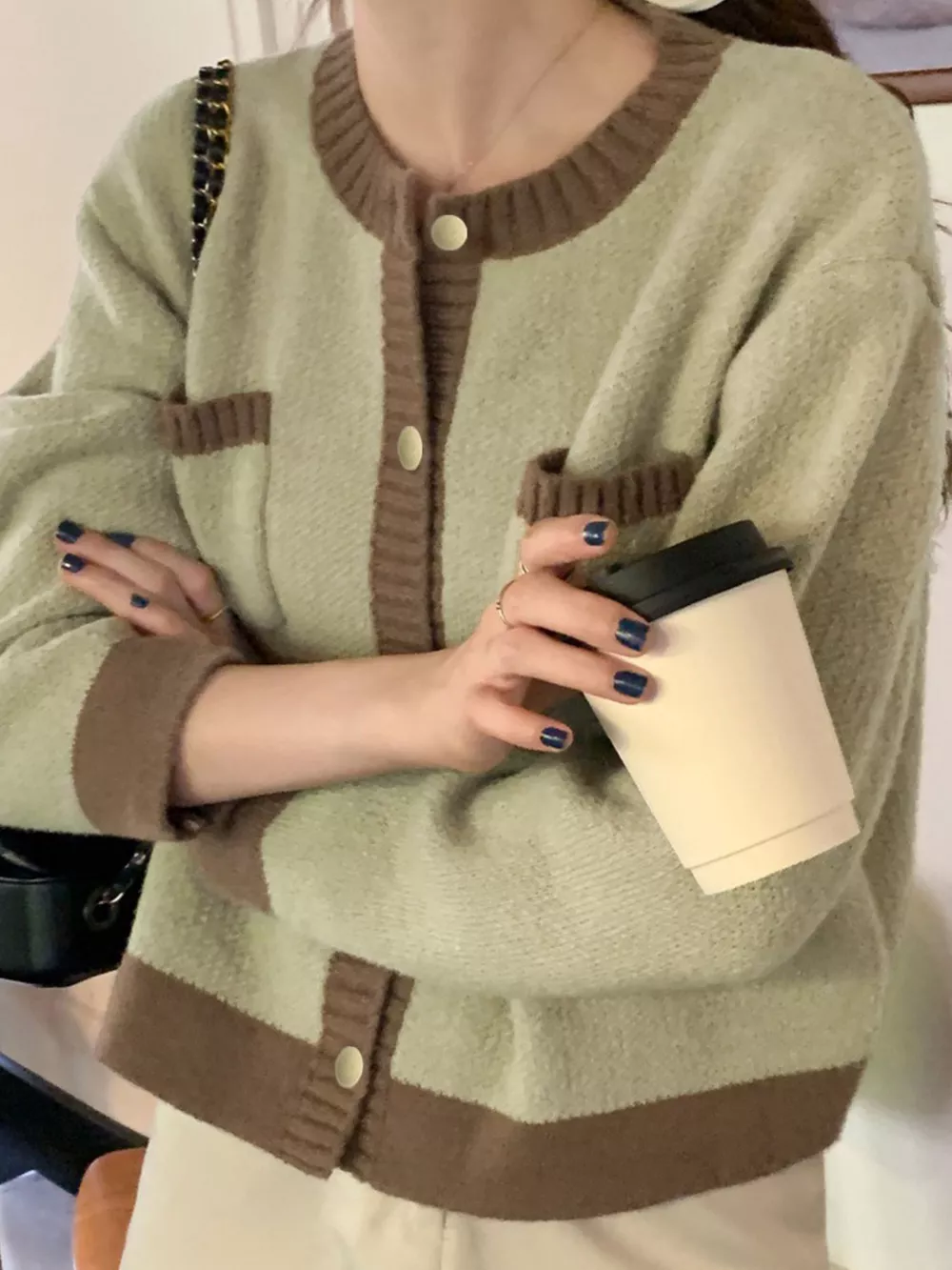Contrast Trim Button Up Cardigan, image 17