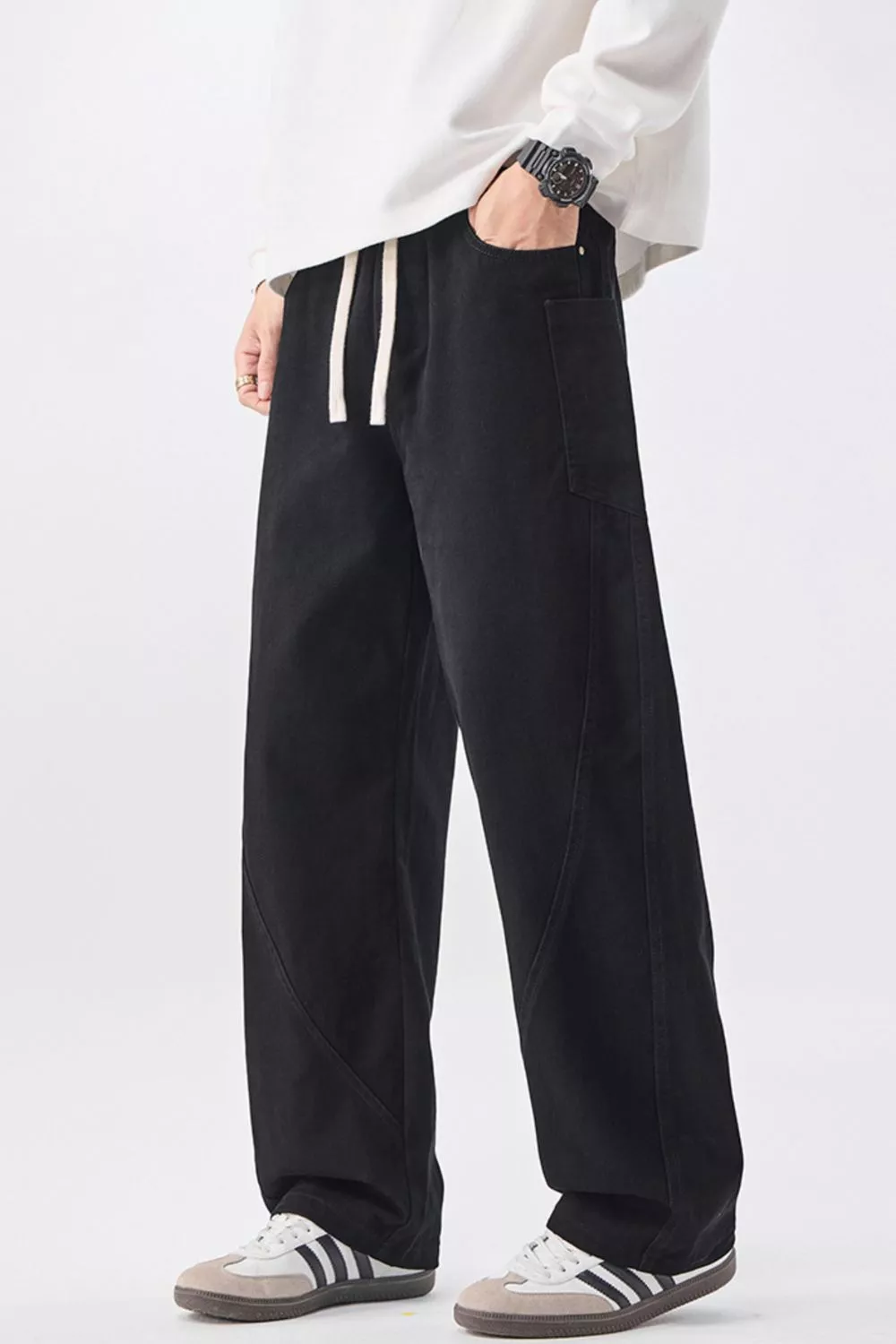 Men's Plus Size Loose Fit Drawstring Waist Jeans
