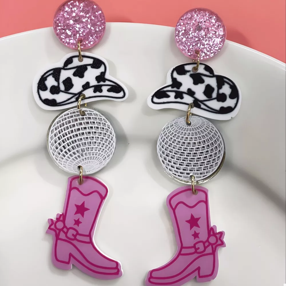 Cowgirl Boots Dangle Earrings, image 4