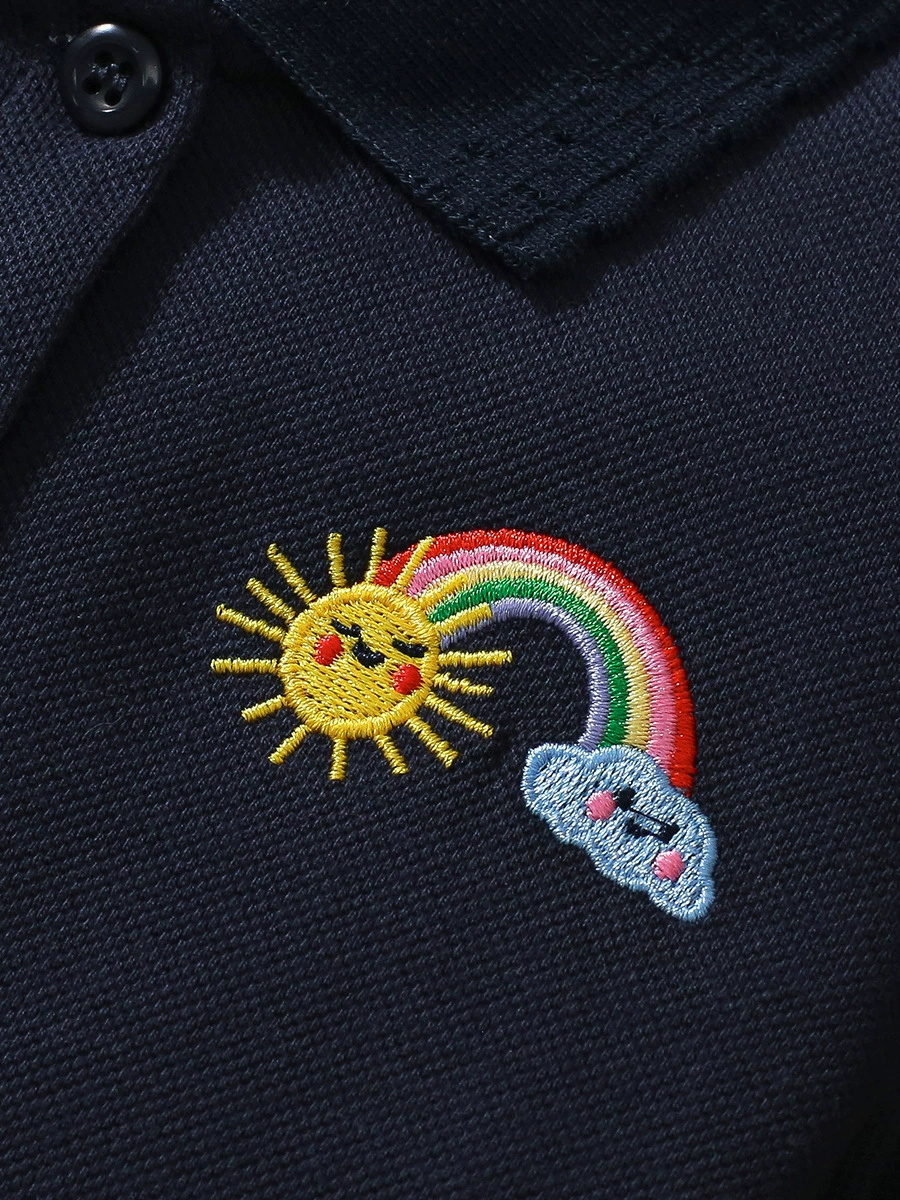 Children's Embroidered Rainbow Polo Dress, image 3