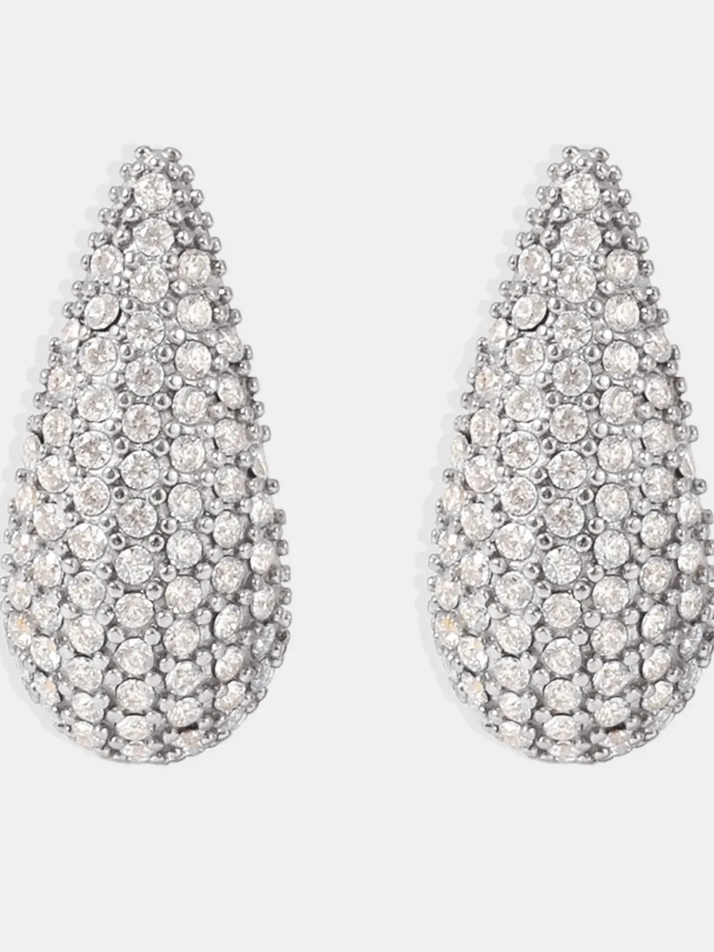 Stainless Steel Inlaid Zircon Teardrop Earrings, image 3