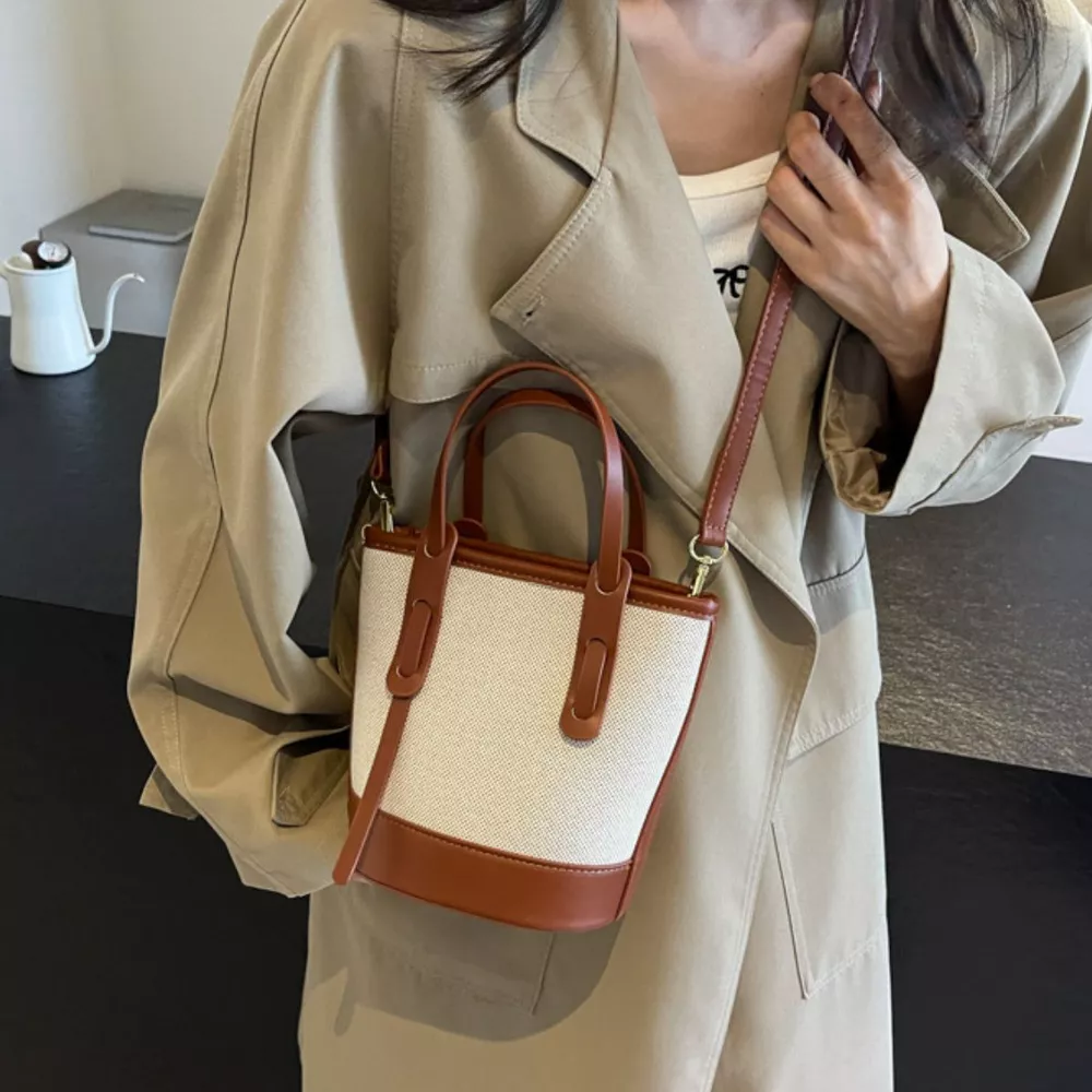 Canvas Bucket Crossbody Bag, image 6