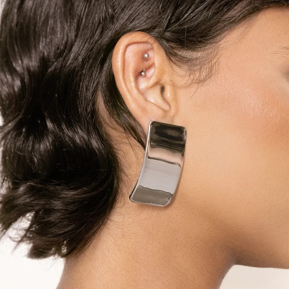 Stainless Steel Rectangle Earring, image 5