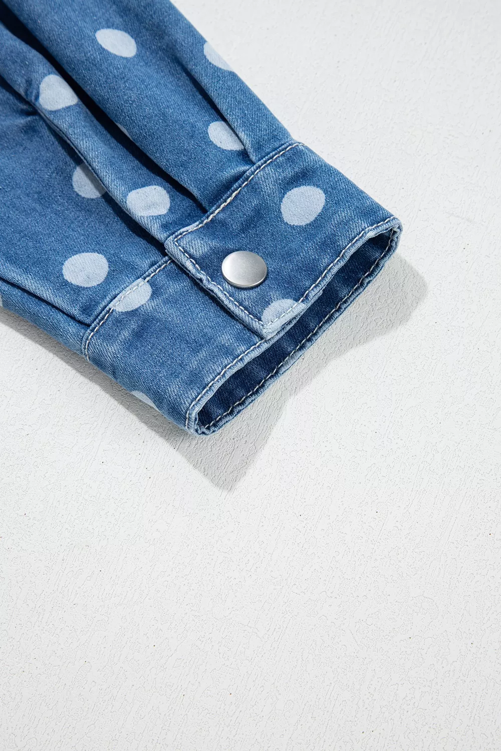 Polka Dot Long Sleeve Collar Shift Tunic Denim Jacket, image 9