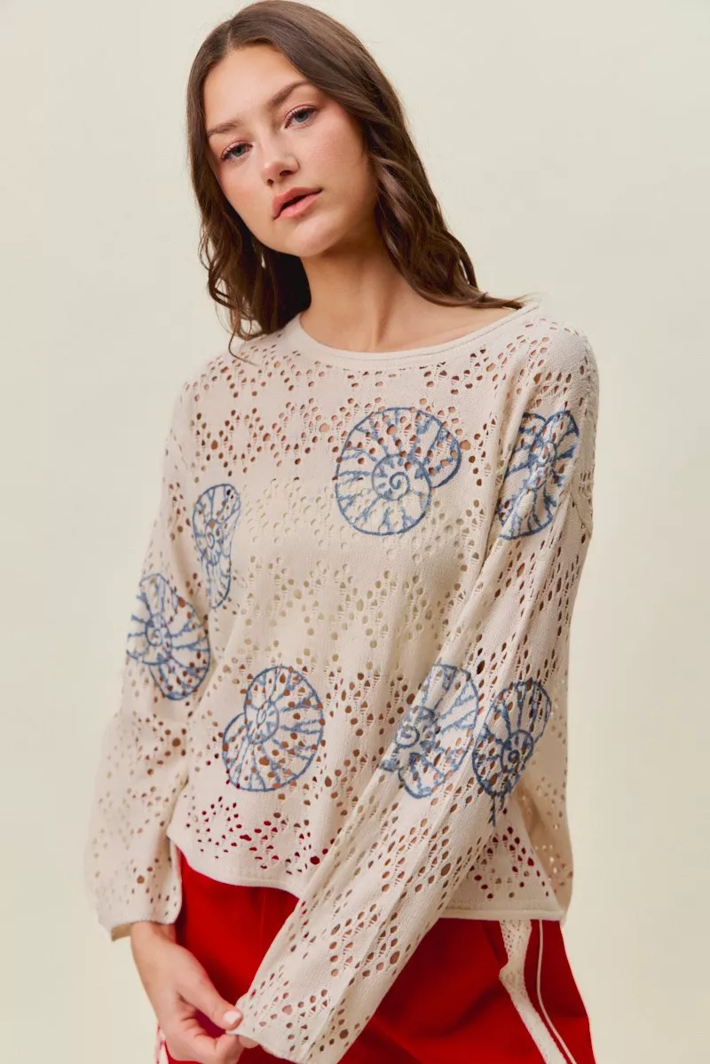 Seashell Lightweight Sweater Top, image 3