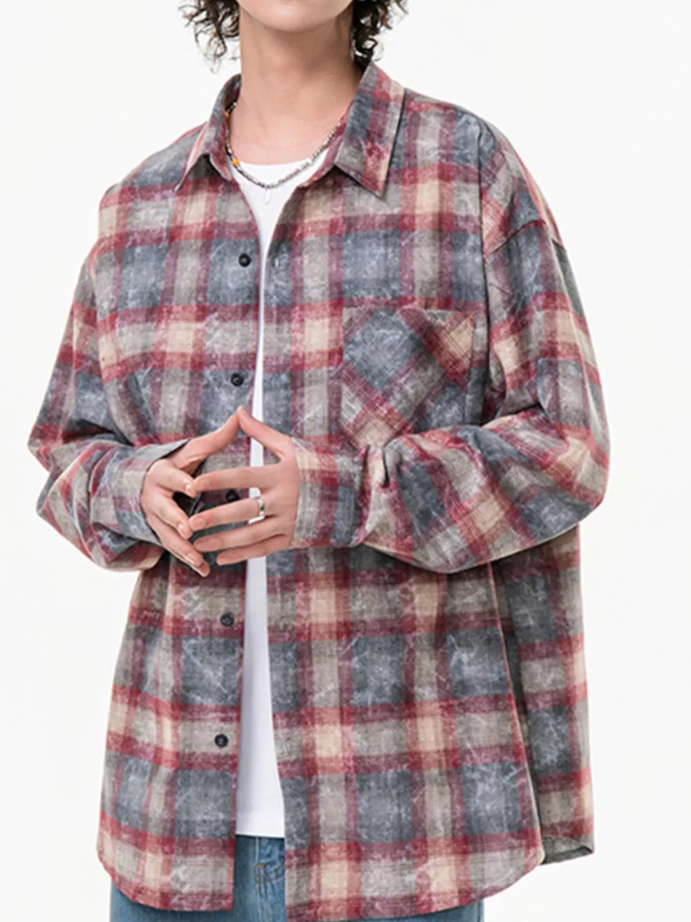 Men's Plus Size Plaid Button Up Long Sleeve Shirt, image 10