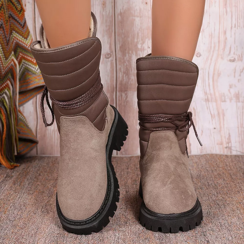 Quilted Lace-Up Mid-Calf Boots, image 3