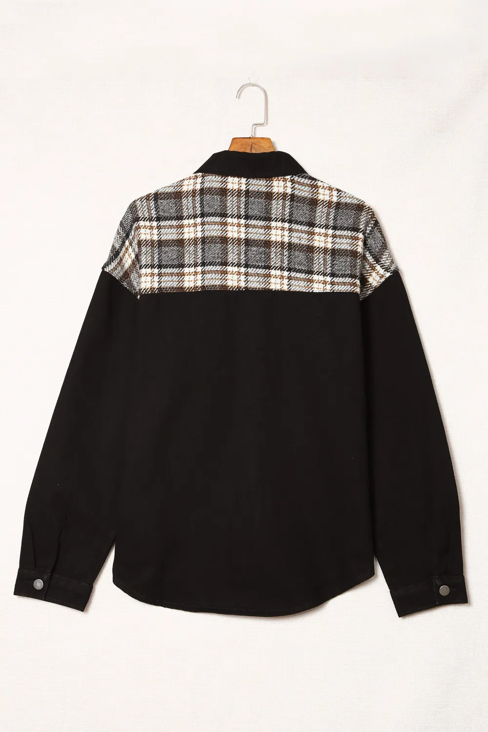Plaid Pocketed Button Up Denim Jacket, image 15