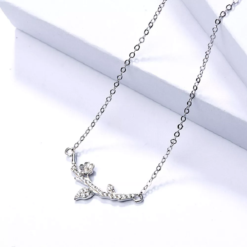 925 Sterling Silver Zircon Flower Necklace, image 3
