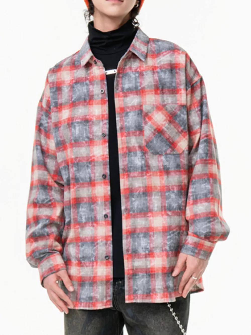 Men's Plus Size Plaid Button Up Long Sleeve Shirt, image 6