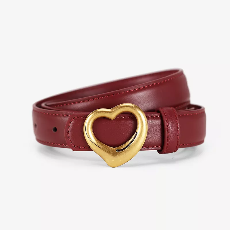 Heart Buckle Cowhide Leather Belt, image 2