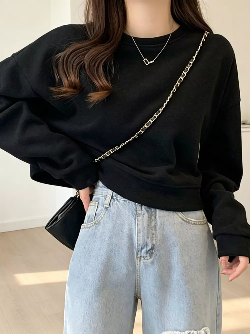 Crew Neck  Drop Shoulder Sweatshirt, image 25