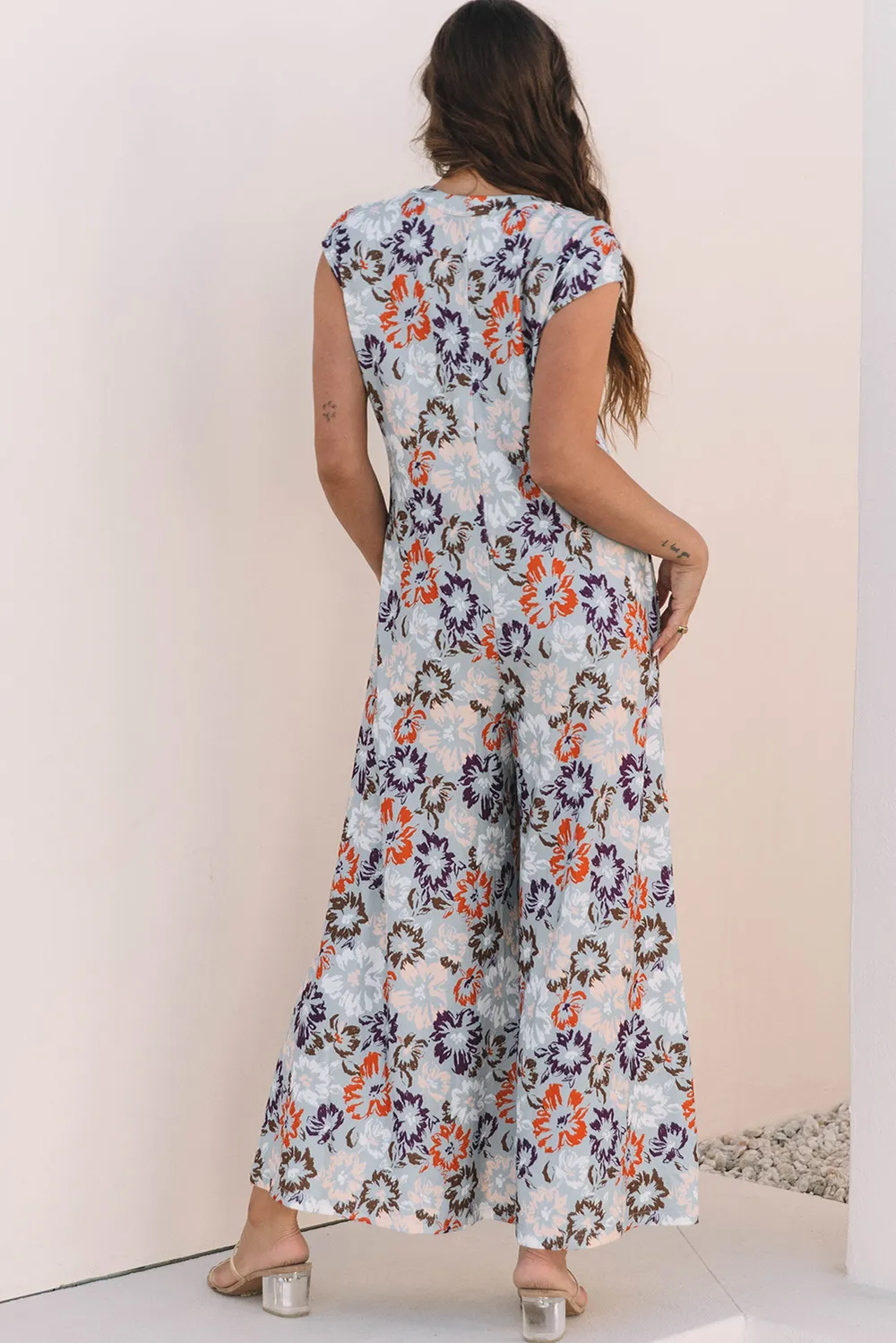 Floral Sleeveless Button Front Wide Leg Jumpsuit, image 9
