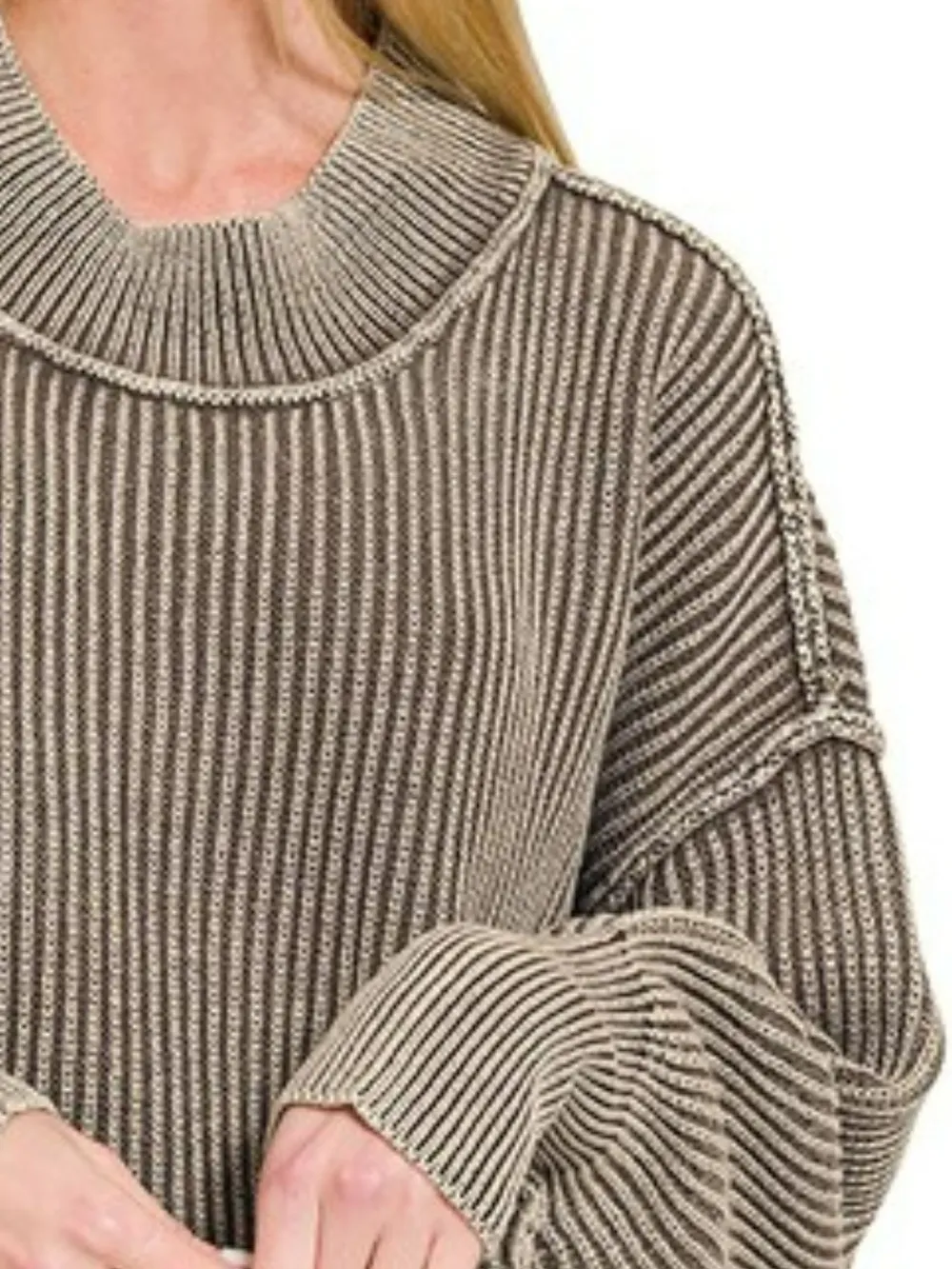 Washed Side Slit Oversized Sweater, image 3