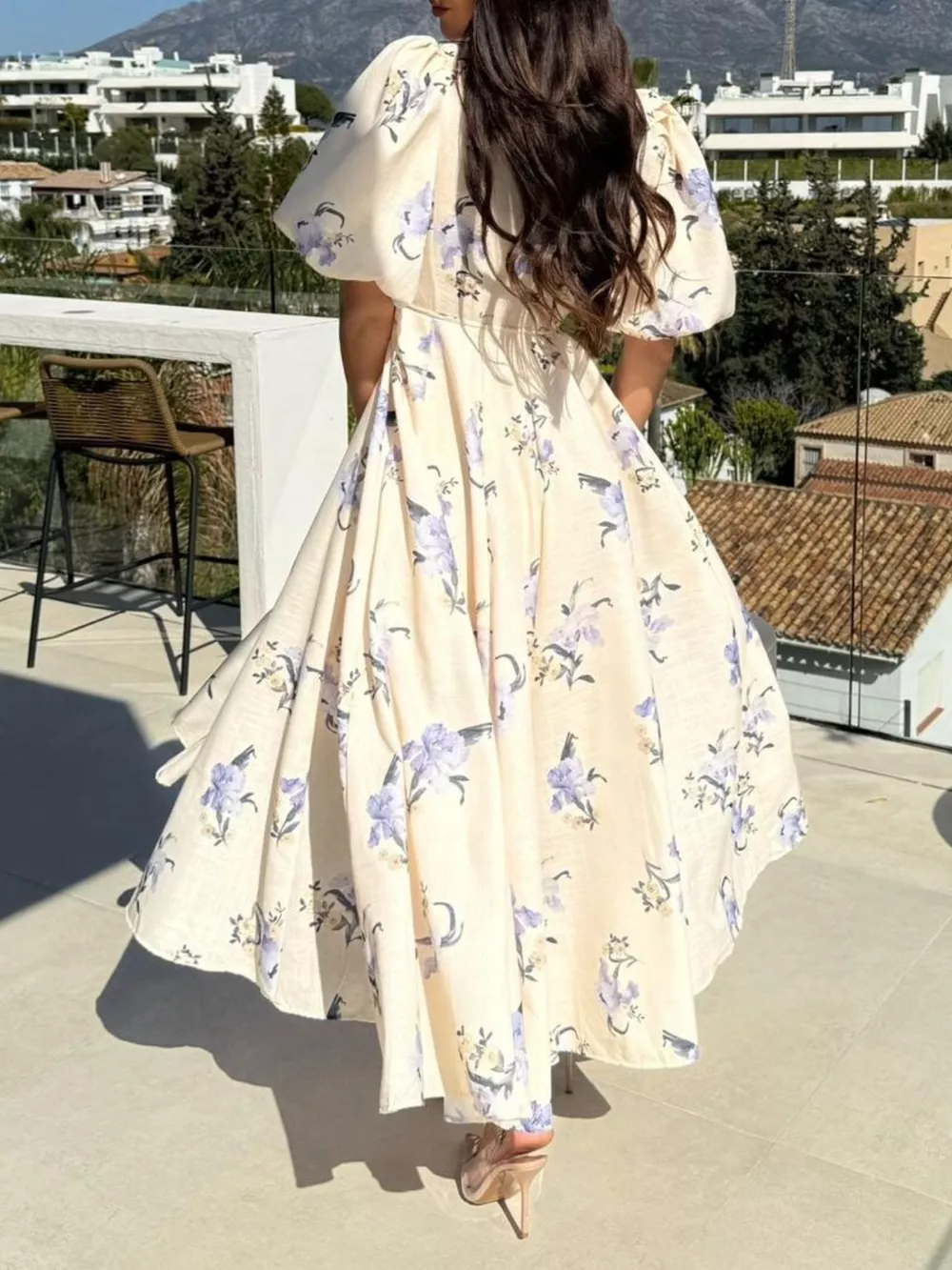 Floral Puff Sleeve Midi Dress, image 5