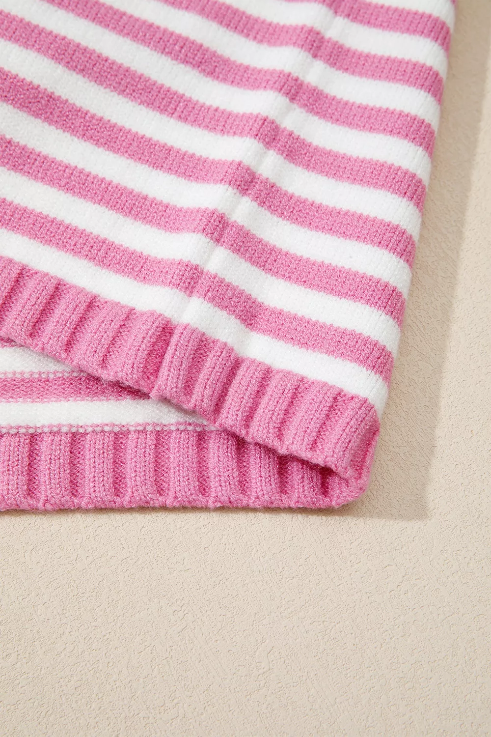 Striped Button Placket Drop Shoulder Long Sleeve Sweater, image 10