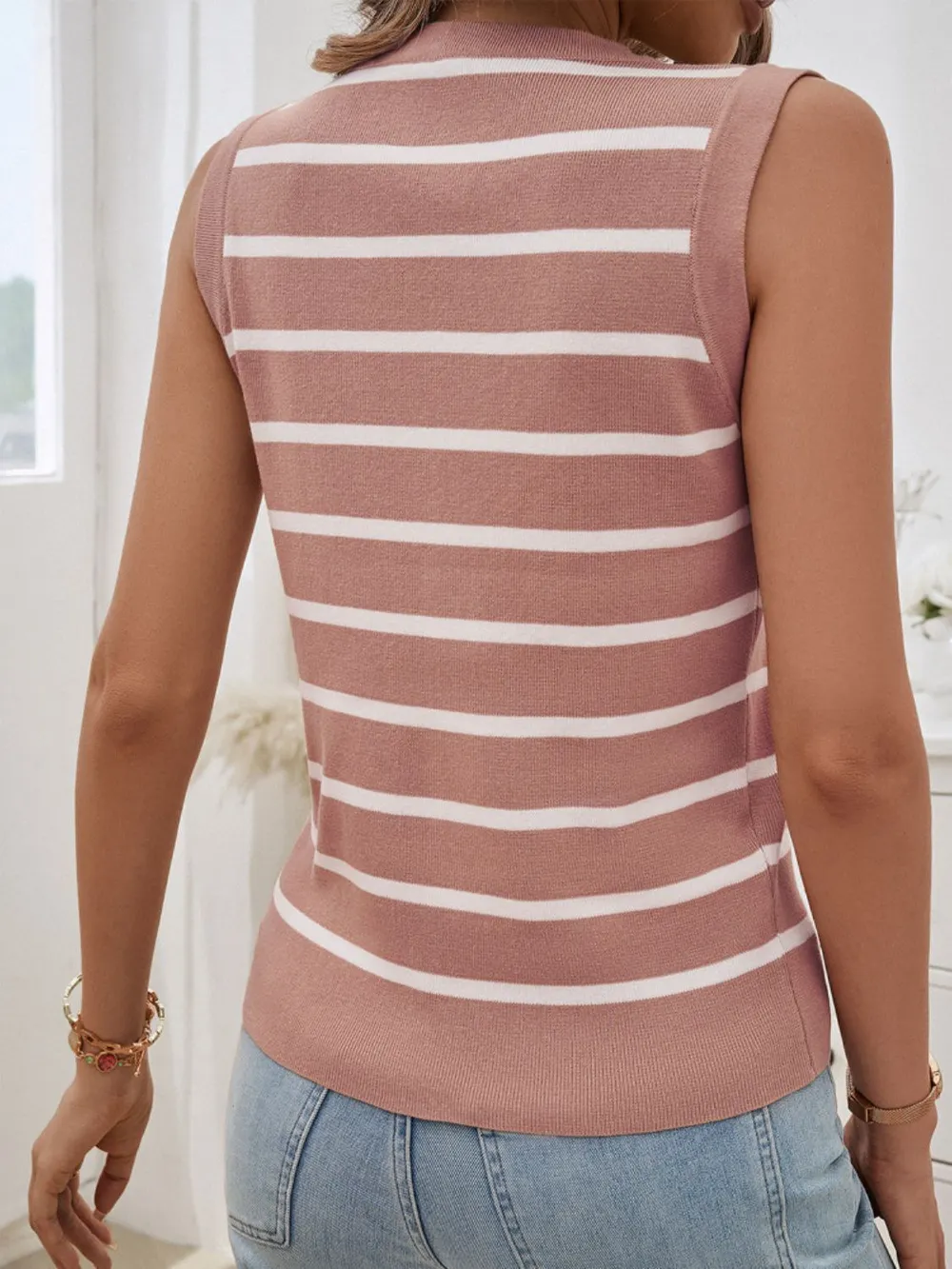 Striped V-Neck Knit Tank, image 10
