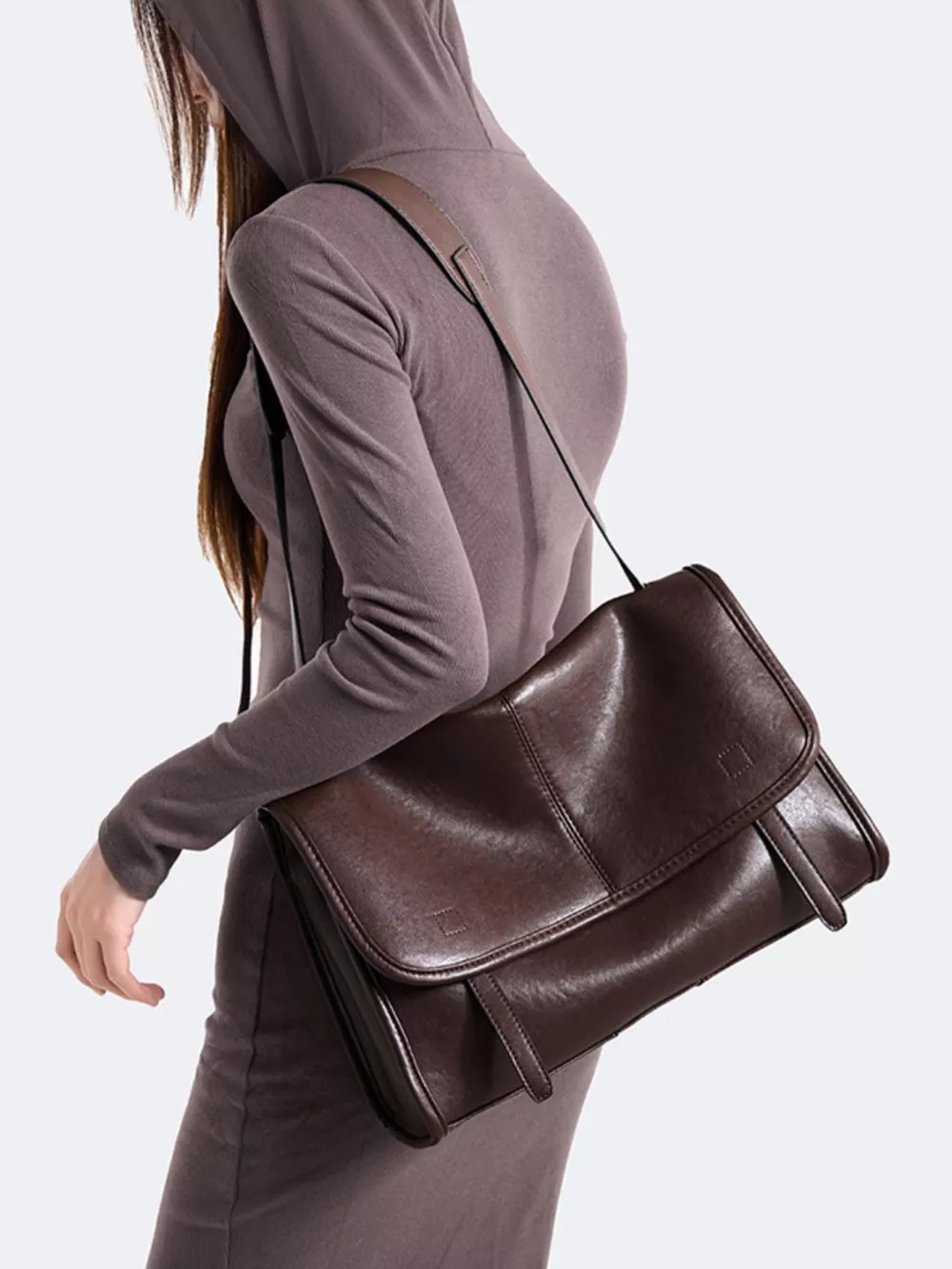 PU Leather Messenger Shoulder Bag, image 3