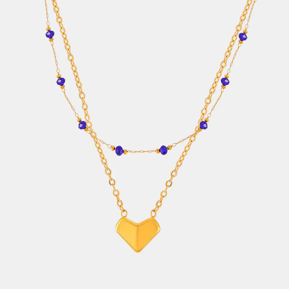 Titanium Steel Section Crystal Double-Layered Necklace, image 5