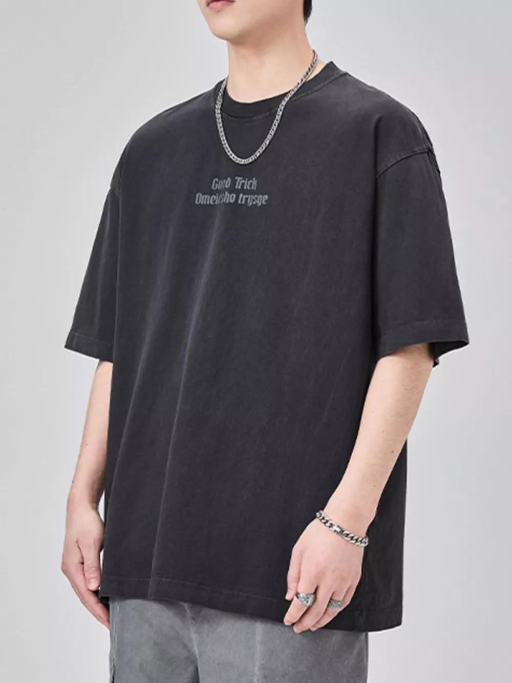 Men's Plus Size Letter Round Neck Short Sleeve T-Shirt, image 5