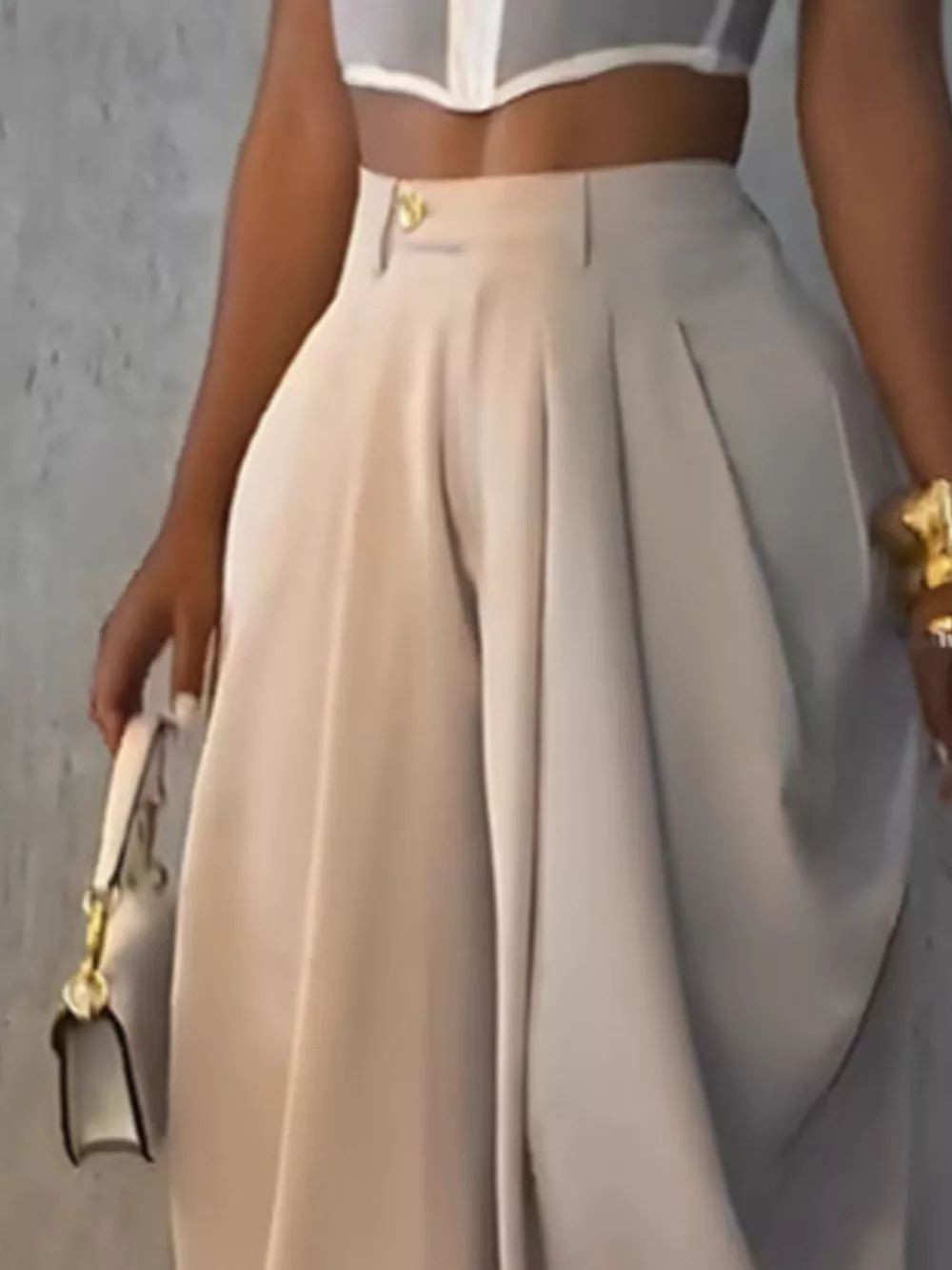 High-Waisted Wide Leg Pleated Pants, image 5