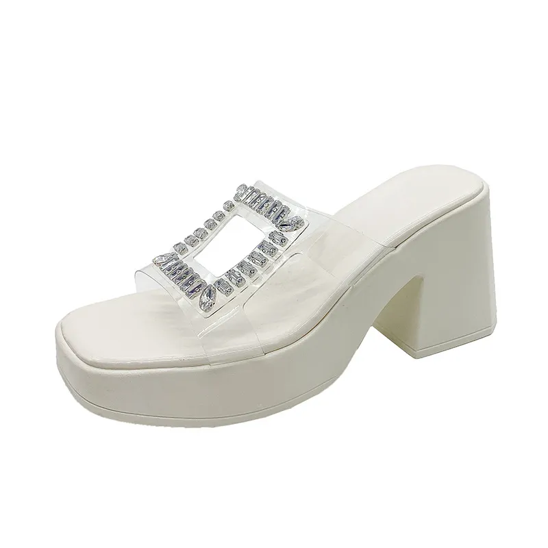 Rhinestone Open Toe Block Heels Sandals, image 8