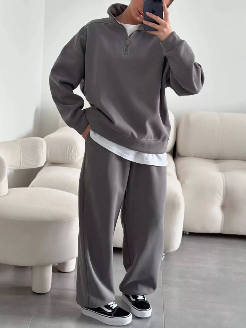Quarter-Zip Top and Wide-Leg Sweatpants Set, image 24