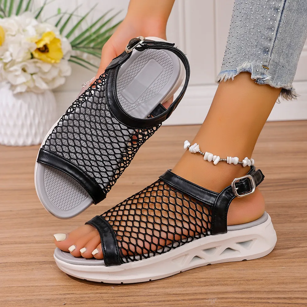Woven Mesh Comfort Platform Sandals, image 3