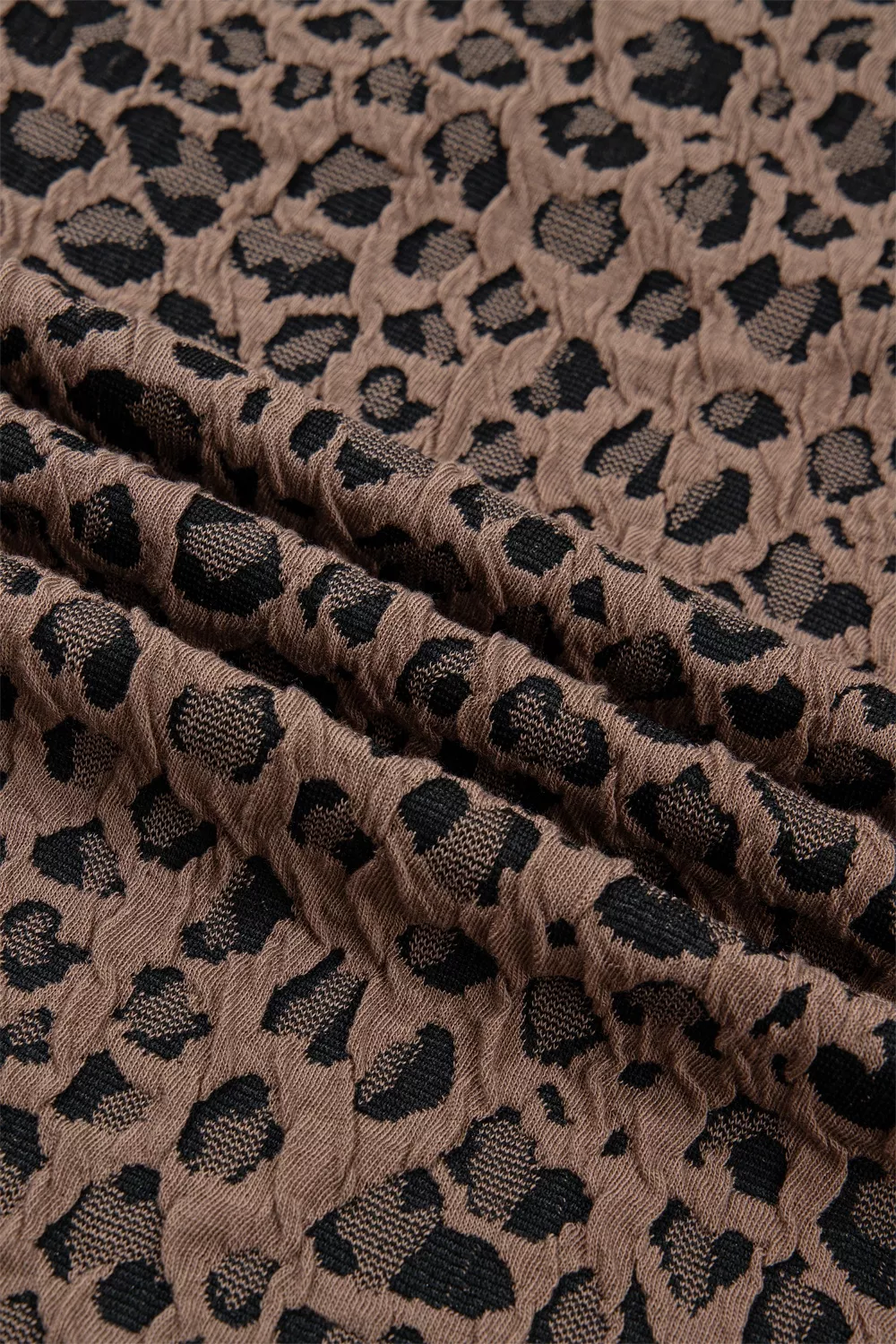 Leopard Jacquard Striped Patchwork Half Zip Short Sleeve Blouse, image 11