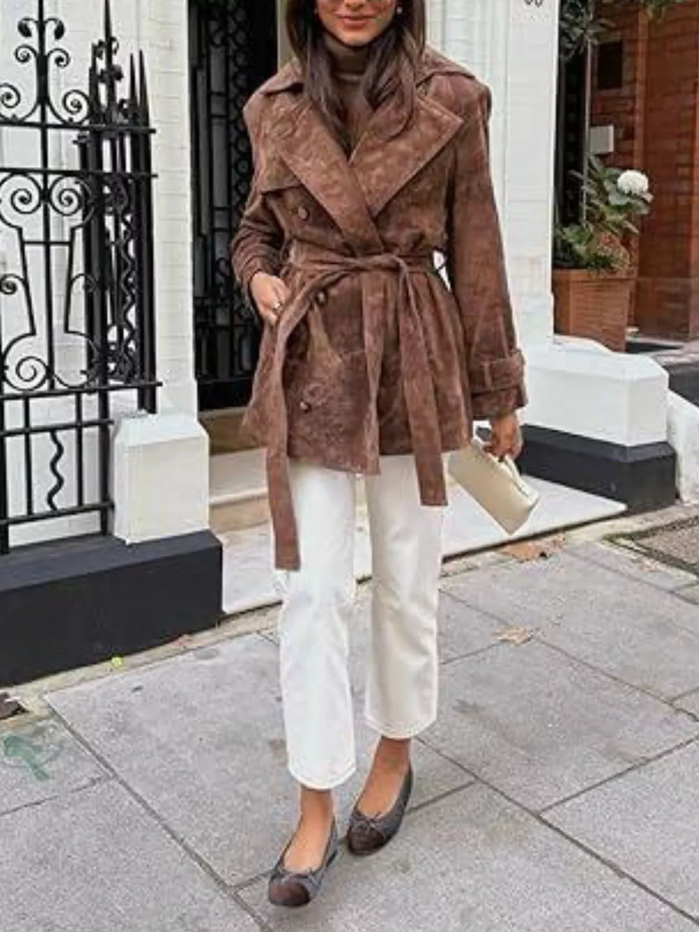 Double Breasted Tie Waist Coat, image 2