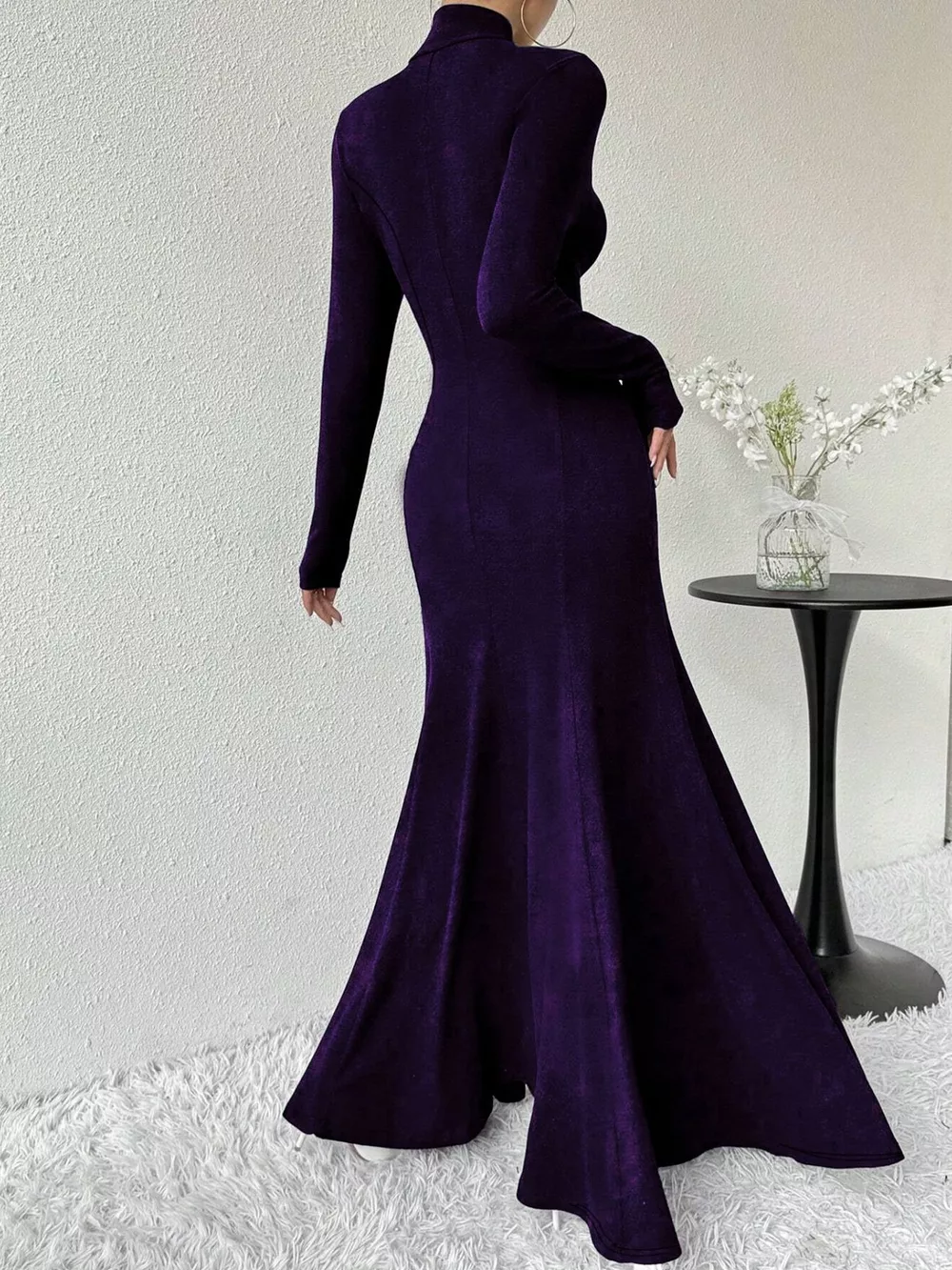 Turtleneck Long Sleeve Maxi Mermaid Dress, image 25