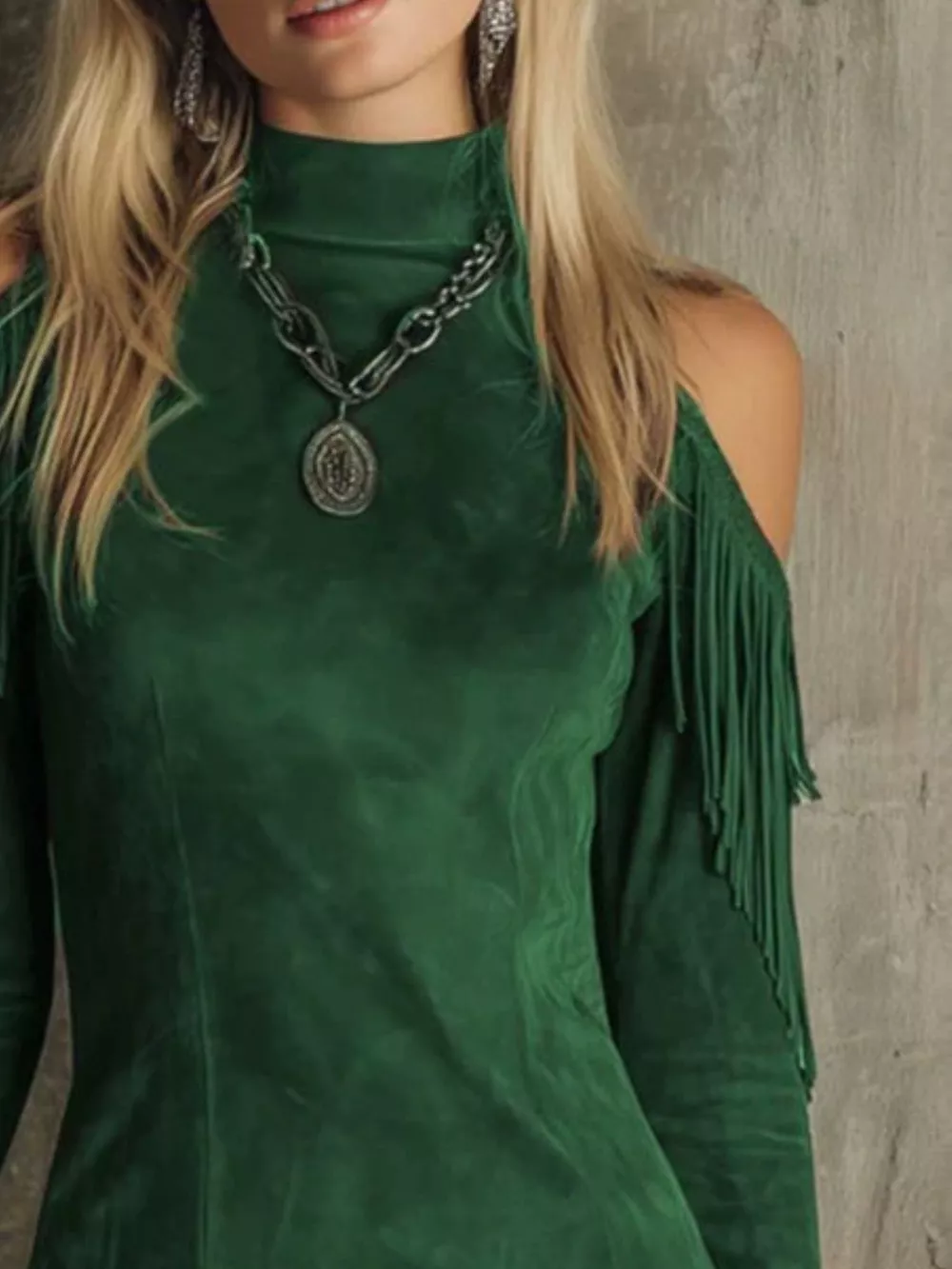 Fringed Cold Shoulder Mini Dress, image 8