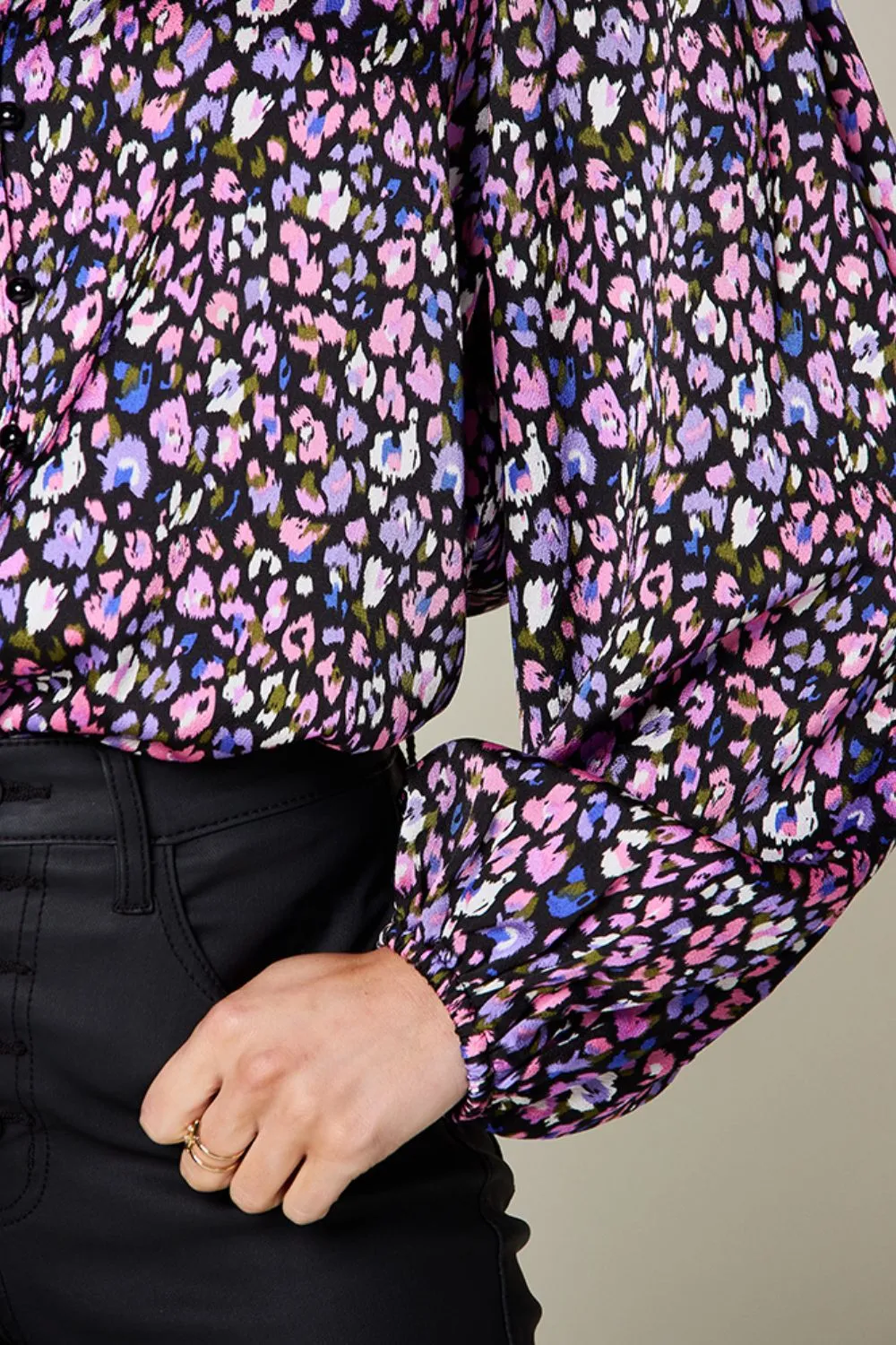 Full Size Printed Balloon Sleeve Shirt, image 5