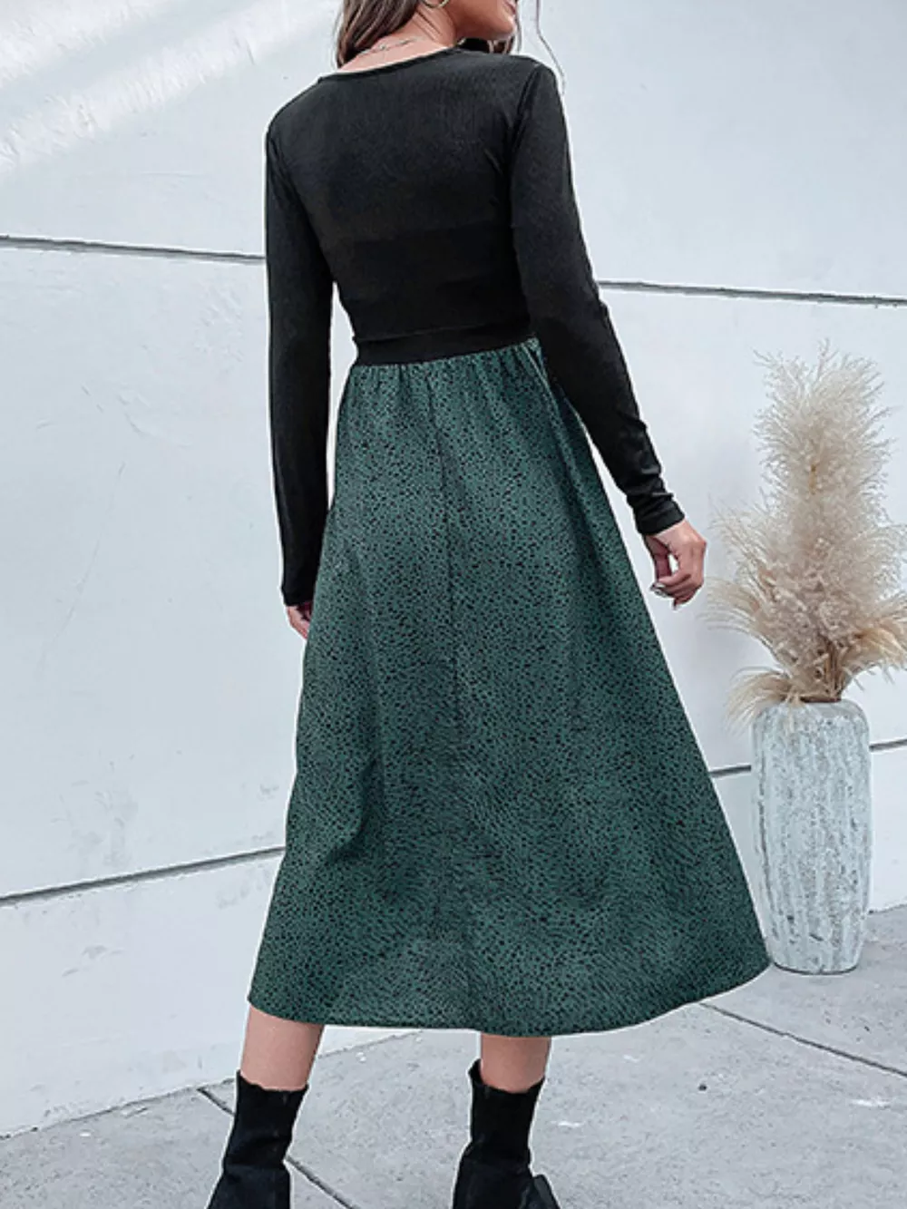 Animal Print Long Sleeve Midi Dress, image 5